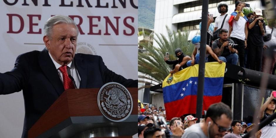 El presidente López Obrador pide terminar con intervencionismo extranjero en Venezuela.