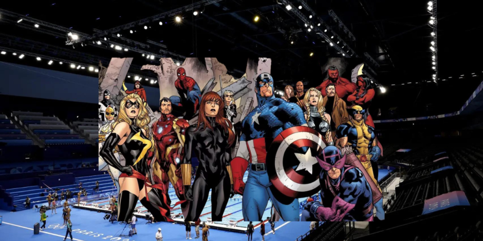 Los Avengers se hacen presente en la La Défense Arena para apoyar a sus nadadores favoritos