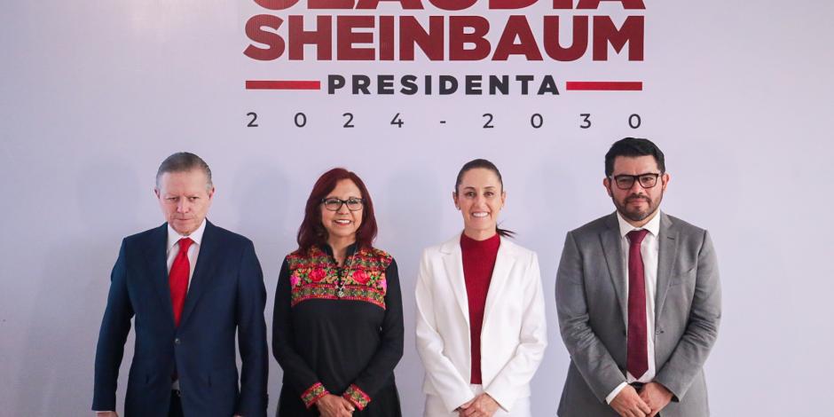 De izq. a der.: Arturo Zaldívar, Leticia Ramírez, Claudia Sheinbaum y Carlos Augusto Morales, ayer.