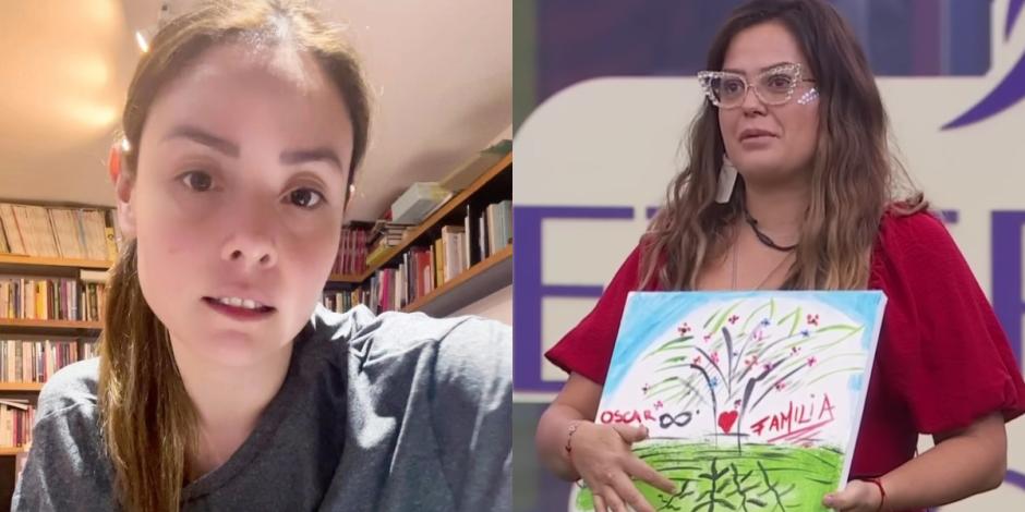 Maryfer Centeno reacciona a la pintura de Mariana Echeverría.