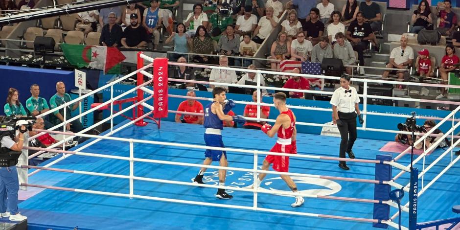 Marco Verde en su combate contra Lewis Richardson en las semifinales de los 71 kg de boxeo de París 2024.