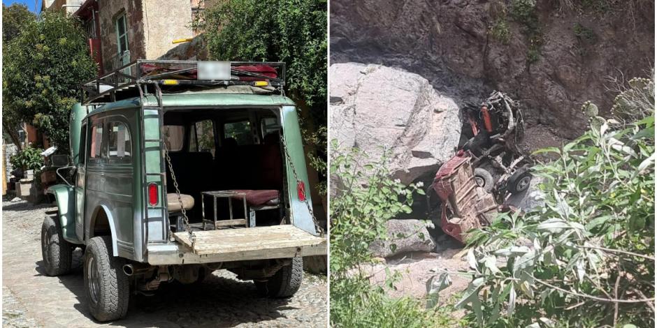 Jeep cae a barranco en Real de Catorce; accidente deja 2 muertos y 5 lesionados.