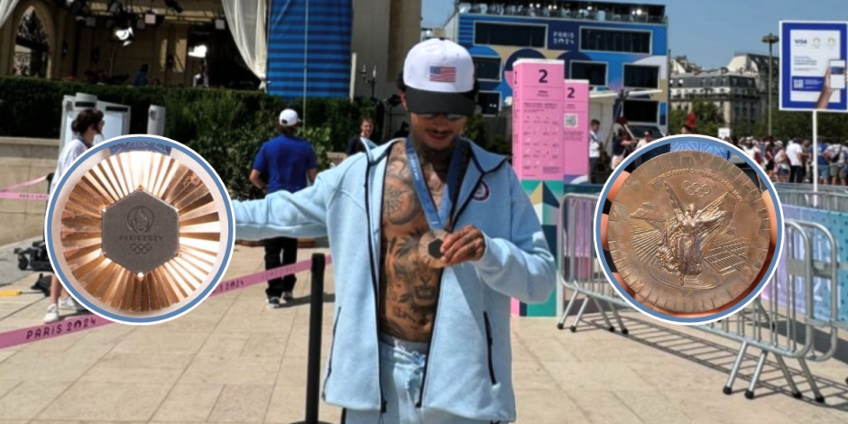 Nyjah Huston muestra el deterioro de su medalla, a una semana de haberla ganado