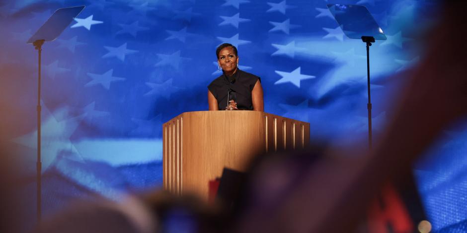 Michelle Obama durante su participación en la Convención Nacional Demócrata