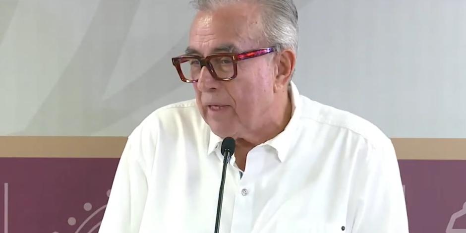 El gobernador de Sinaloa, Rubén Rocha Moya en su conferencia de este lunes 2 de septiembre.