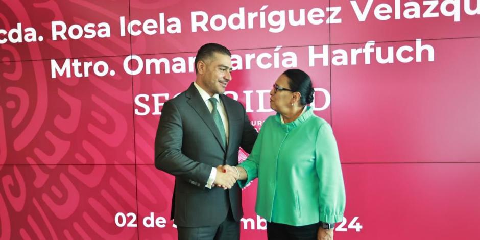 Omar García Harfuch y Rosa Icela Rodríguez, ayer.