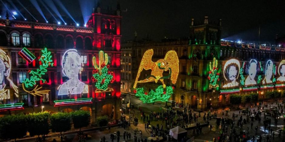 Este martes se realizó el encendido del alumbrado decorativo con motivo del 214 Aniversario del Inicio de la Independencia de México.