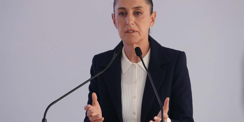 La Presidenta electa, Claudia Sheinbaum, en conferencia de prensa, ayer.