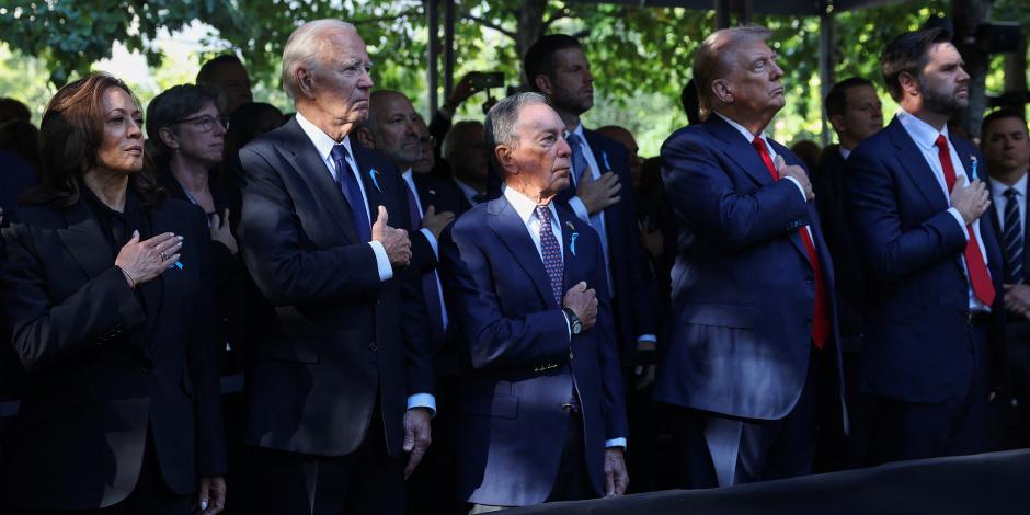 Kamala Harris y Donald Trump rinden homenaje a víctimas del 11S junto al presidente Joe Biden, ayer, en NY.