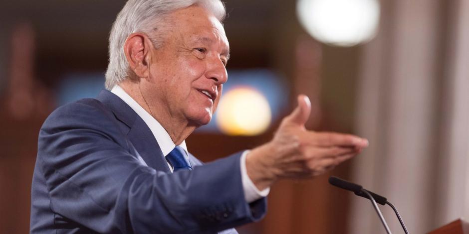 El presidente López Obrador, en conferencia matutina de Palacio Nacional.