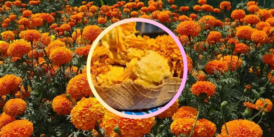 La nieve de flor de cempasúchil es un elemento representativo que da sabor en Día de Muertos.