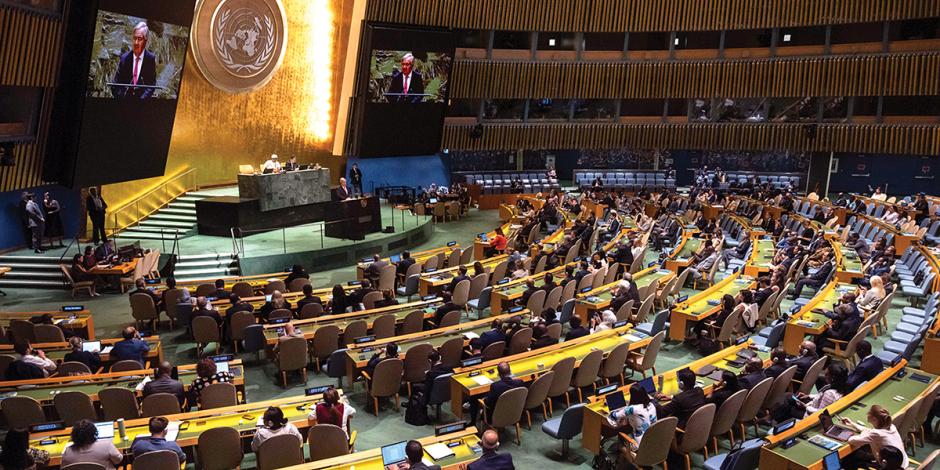 Delegaciones mundiales escuchan al secretario general, António Guterres, en un discurso la semana pasada.