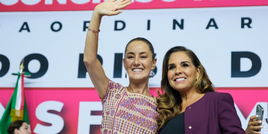 Mara Lezama junto a Claudia Sheinbaum en el Congreso de MORENA, impulsando la segunda fase de la Cuarta Transformación.