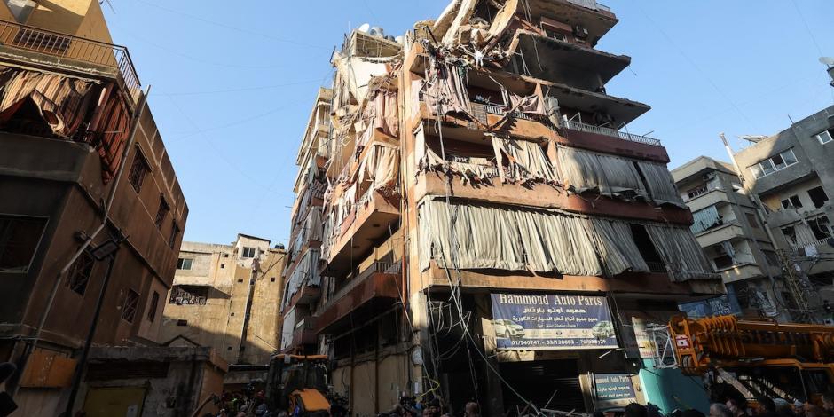 Un edificio en ruinas tras un ataque israelí en el sur de Beirut.