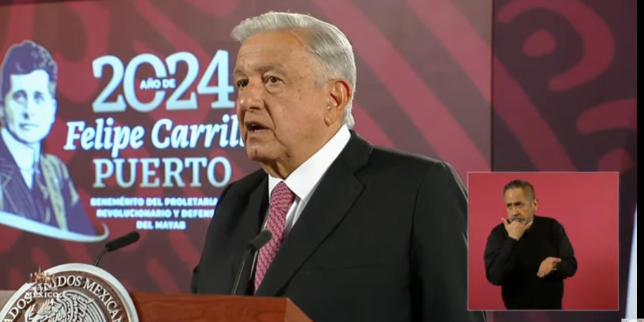 AMLO durante su conferencia matutina.