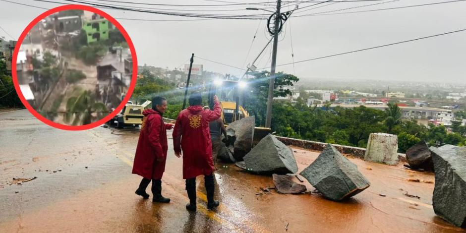 Fuertes lluvias ocasionan deslaves en Acapulco.