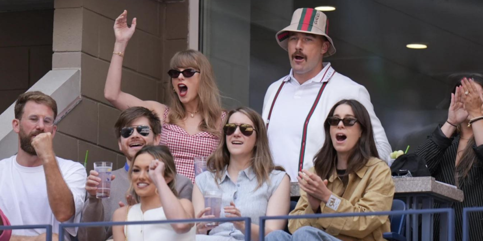 Taylor Swift y Travis Kielce en el partido entre Jannik Sinner y Taylor Fritz durante la final de singles del US Open 2024