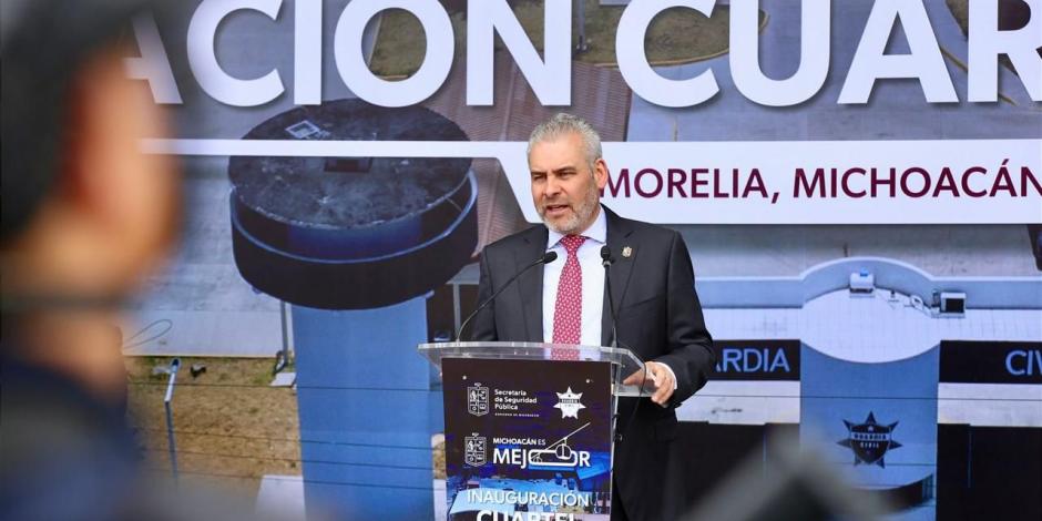 El gobernador Ramírez Bedolla destaca avances en seguridad durante la inauguración del Cuartel Valladolid.