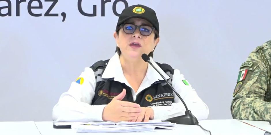 Laura Velázquez, coordinadora Nacional de Protección Civil, en conferencia de prensa.