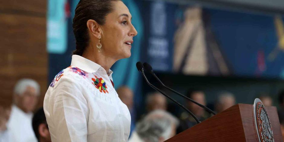 La Presidenta electa Claudia Sheinbaum, en conferencia de prensa.