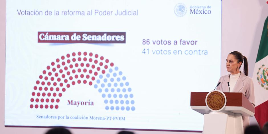 La Presidenta de México, Claudia Sheinbaum, ayer, en conferencia.