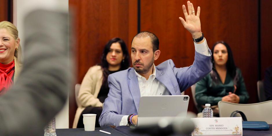 El también senador del PAN, Marko Cortés, durante la instalación de la Comisión de Gobernación, el jueves.