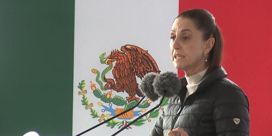 Claudia Sheinbaum, en conferencia de prensa desde Tizayuca, Hidalgo.