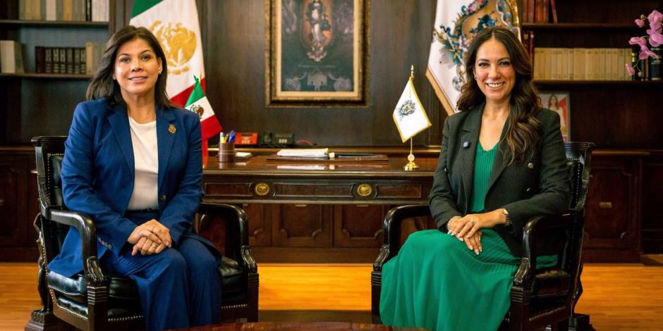 La Gobernadora Libia Dennise García Muñoz Ledo con Itzel Balderas, Directora del Instituto para las Mujeres Guanajuatenses