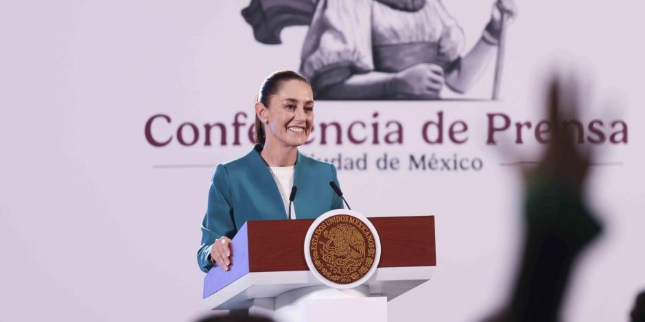 La Presidenta Claudia Sheinbaum Pardo, en conferencia de prensa.