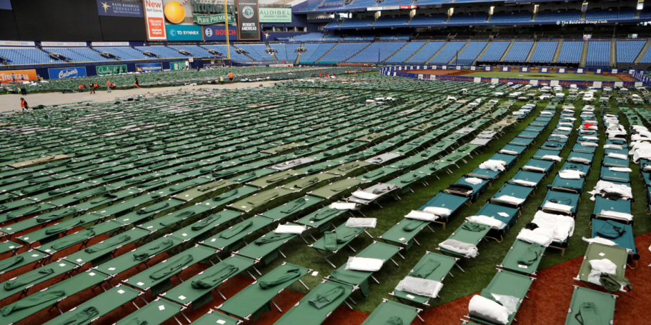 Tropicana Field, hogar de los Tampa Bay Rays de la MLB abre sus puertas como regio por la llegada del huracán Milton