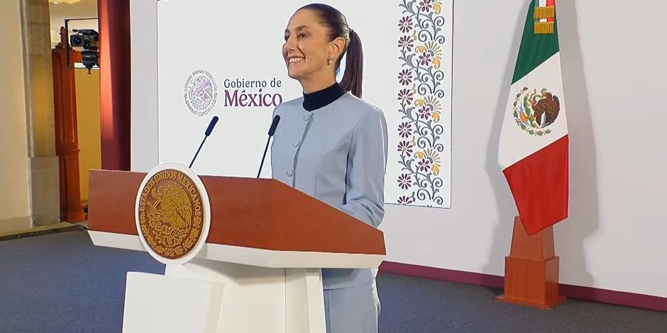 Claudia Sheinbaum en conferencia de prensa desde Palacio Nacional.