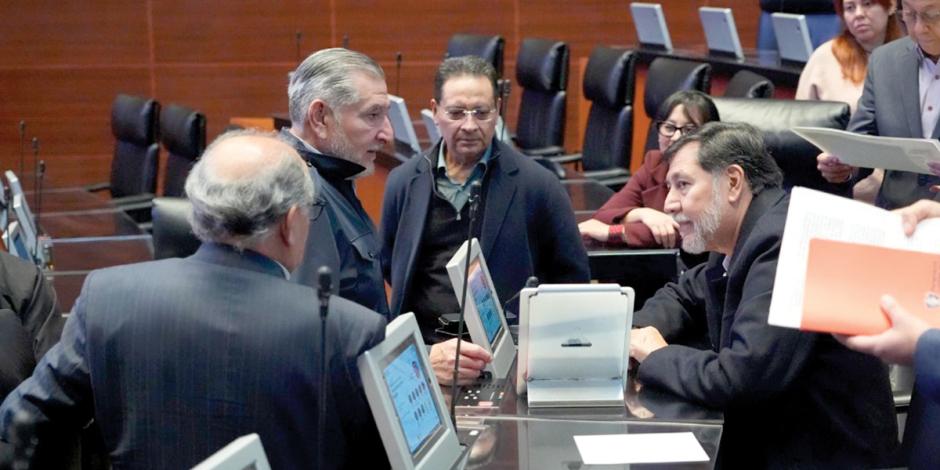 Gerardo Fernández Noroña, presidente del Senado, ayer durante el ensayo al proceso de insaculación.