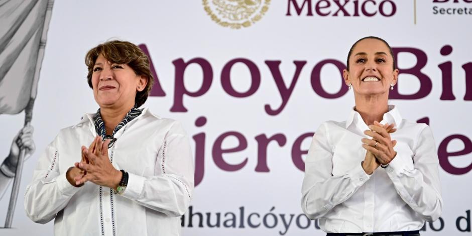 De izquierda a derecha: Delfina Gómez, gobernadora del Edomex, y Claudia Sheinbaum, Presidenta de México.