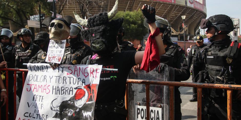 Protesta en contra de la tauromaquia, el 28 de enero pasado.