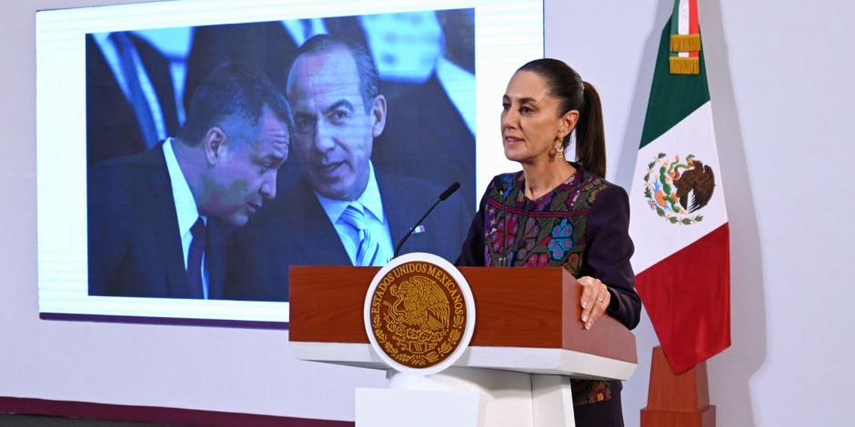 Claudia Sheinbaum este jueves en Palacio Nacional.