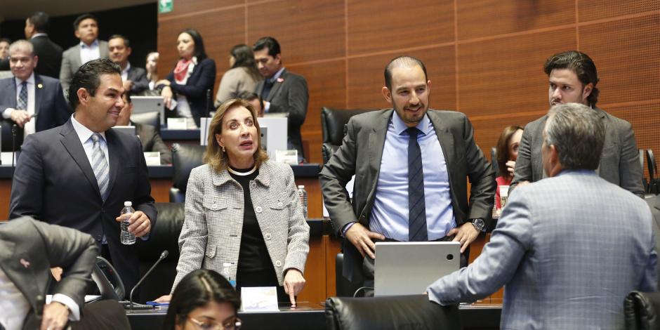 El dirigente nacional del PAN, Marko Cortés, en la sesión del Senado, el miércoles.