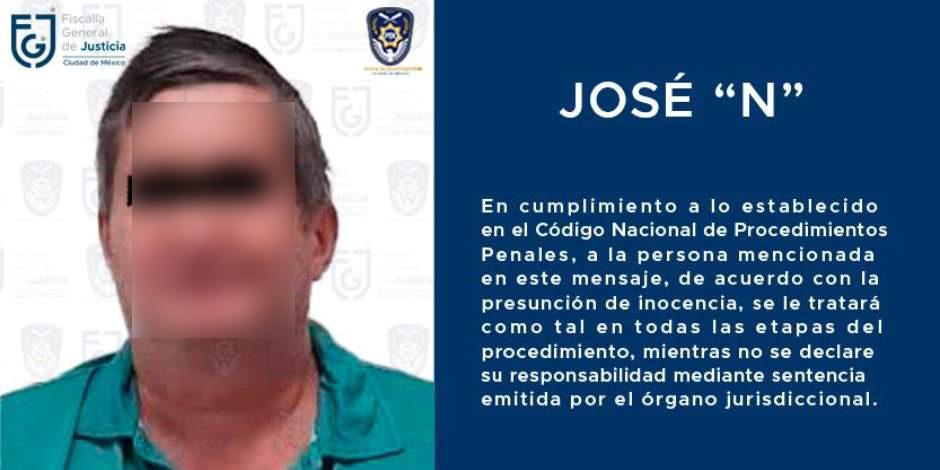 Fiscalía de CDMX obtiene prisión preventiva contra José Luis ‘N’.