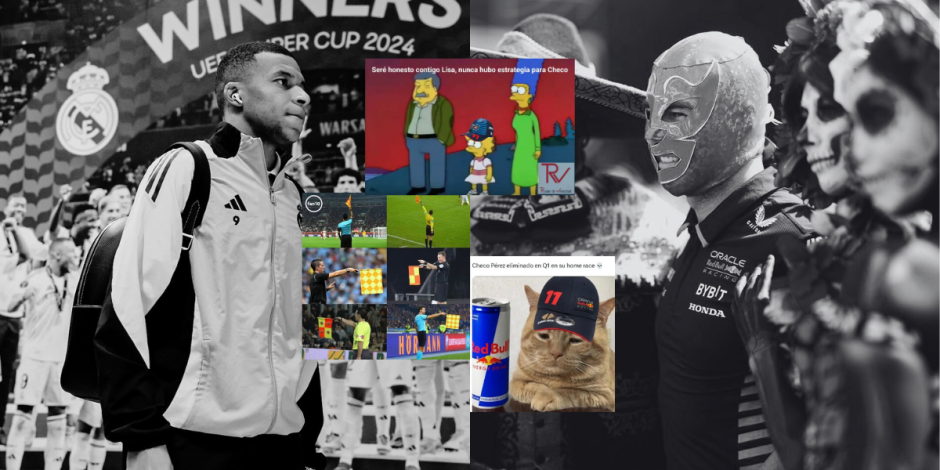 Checo Pérez y Kylian Mbappé protagonizan los MEMES del fin de semana