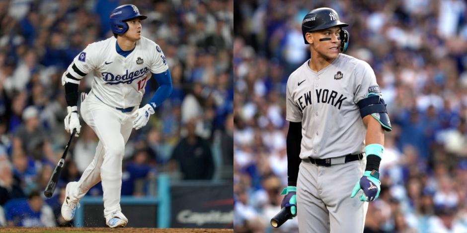 Shohei Ohtani y Aaron Judge, de Dodgers y Yankees, respectivamente, durante la Serie Mundial 2024