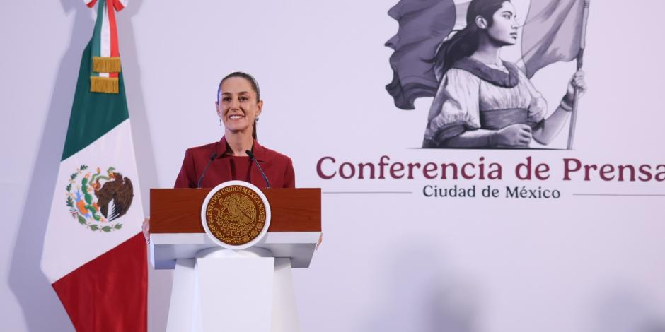 La mandataria, ayer, durante su conferencia en Palacio Nacional.