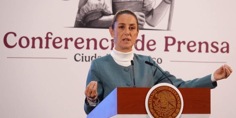 La Presidenta Claudia Sheinbaum, ayer, en conferencia.