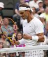Rafael Nadal celebra uno de sus puntos obtenidos ante Botic Van De Zandschulp en el Campeonato de Wimbledon