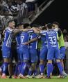 Futbolistas del Monterrey celebran el gol de Germán Berterame contra el Inter Miami en la vuelta de cuartos de final de Concachampions.