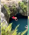 Abuelita extrema supera su miedo y se lanza a cenote.