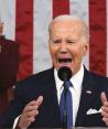 El  mandatario Joe Biden, en su discurso sobre el Estado de la Unión, en una sesión conjunta del Congreso en el Capitolio de Washington, D. C., ayer.