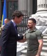 Justin Trudeau, primer ministro de Canadá (izq.) se reunió con Volodímir Zelenski, presidente de Ucrania (der.).