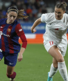 Aitana Bonmati durante los cuartos de final Champions League Femenil