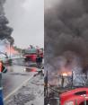 Así fue el incendio en Nezahualcóyotl, Estado de México.