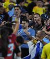 Jugadores de Uruguay pelean en tribuna con colombianos.