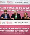 Firma de Convenio de Sueldos y Prestaciones SUTEyM 2024.